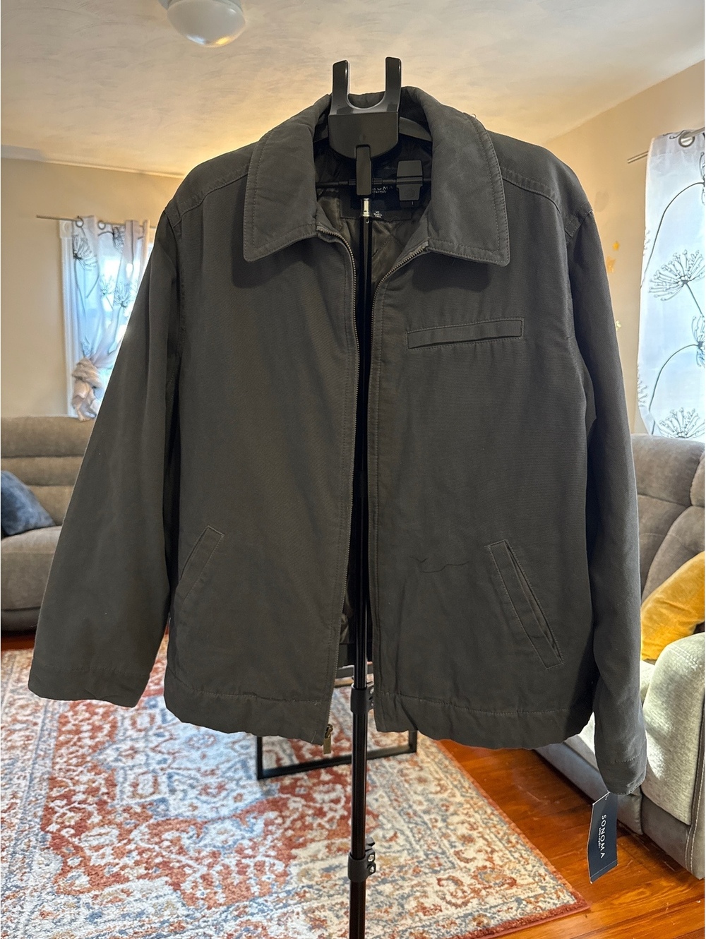Sonoma Life + Style Men's XL Black Cotton Jacket with Polyester Lining and FIll